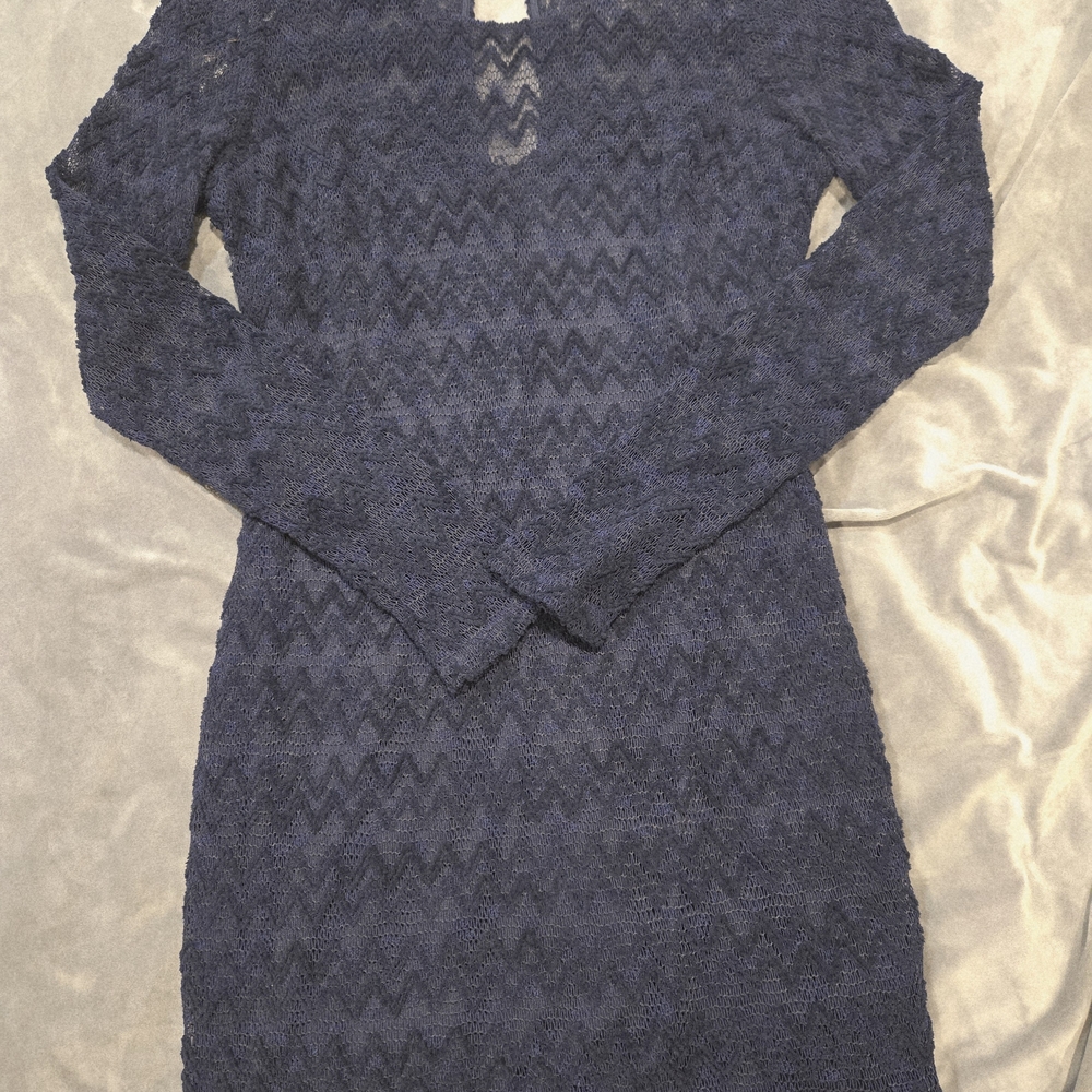 Guess Navy Zigzag Lace Sweater